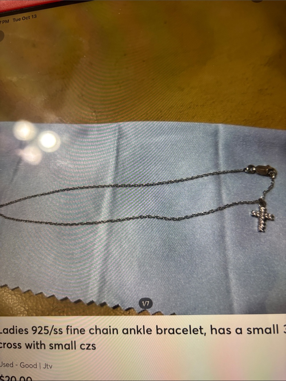 JTV 925/ss fine chain ankle bracelet that measures 10” ttl length!